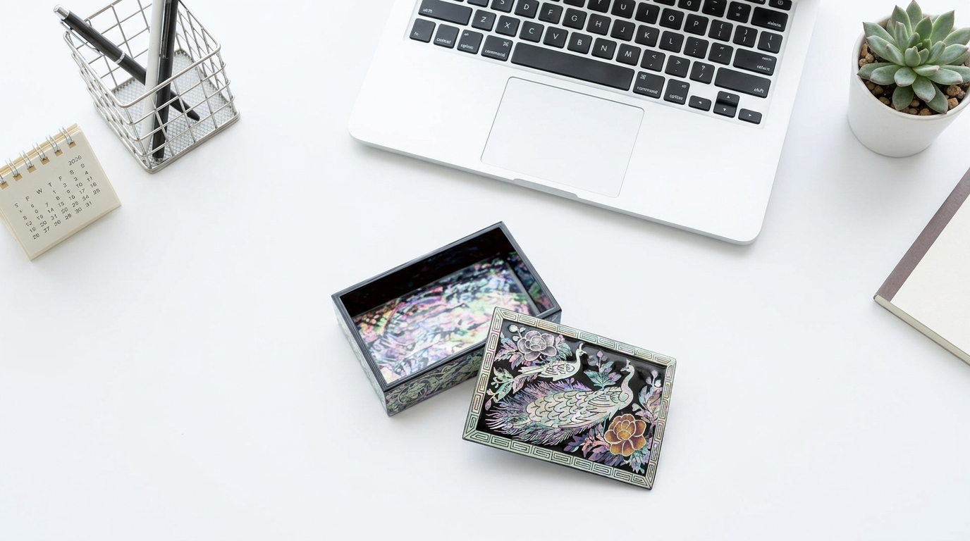 Peacock and floral Business Card Box